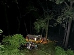 A bus carrying 32 passengers fell into a gorge in Nainital on Sunday. A bus carrying 32 passengers fell into a gorge in Nainital on Sunday.