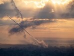 Rockets are fired toward Israel from Gaza, Saturday, Oct. 7, 2023. (AP/PTI) Rockets are fired toward Israel from Gaza, Saturday, Oct. 7, 2023. (AP/PTI)