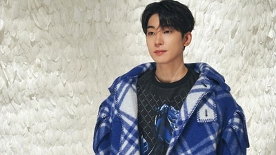 SEVENTEEN's Jeon Wonwoo oozes oomph in Burberry's check wool blanket cape. Here's what it costs (Photo by Instagram/ everyone_woo)