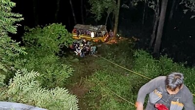 A bus carrying 32 passengers fell into a gorge in Nainital on Sunday. (ANI)