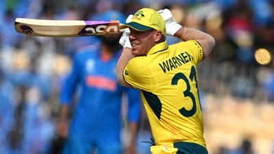 David Warner plays a shot during the 2023 ICC Men's Cricket World Cup match between India and Australia (AFP) David Warner plays a shot during the 2023 ICC Men's Cricket World Cup match between India and Australia (AFP)