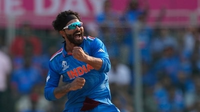 India's Ravindra Jadeja celebrates the wicket of Australia's Alex Carey during the ICC Men's Cricket World Cup match (AP) India's Ravindra Jadeja celebrates the wicket of Australia's Alex Carey during the ICC Men's Cricket World Cup match (AP)