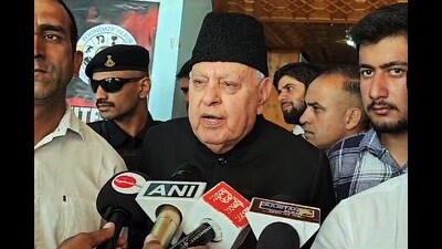 Jammu and Kashmir National Conference (JKNC) chief Farooq Abdullah speaks to the media on Sunday. (ANI)