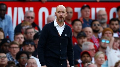Manchester United manager Erik ten Hag looks on (REUTERS)