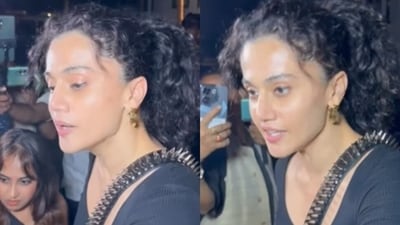 Taapsee Pannu spoke to the paparazzi. Taapsee Pannu spoke to the paparazzi.