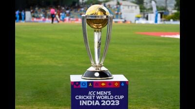 The International Cricket Council (ICC) Men's Cricket World Cup Trophy (ICC ) The International Cricket Council (ICC) Men's Cricket World Cup Trophy (ICC )