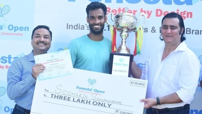 Siddharth Vishwakarma came from behind to win 4-6 6-3 6-4 against Haryana's Karan Singh