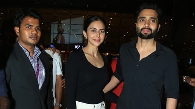 Rakul decked up in a pink and silver bodysuit for her dance performance in Doha. She had shared a candid video ahead of her stage performance and written on Instagram, "Feels before the show #entertainerno1 #dohaThankyouuuuu Doha for being sooo magical.. lots of love." Rakul decked up in a pink and silver bodysuit for her dance performance in Doha. She had shared a candid video ahead of her stage performance and written on Instagram, "Feels before the show #entertainerno1 #dohaThankyouuuuu Doha for being sooo magical.. lots of love."