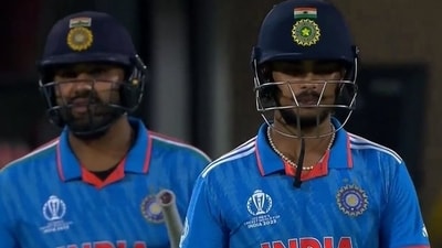 Ishan Kishan (R) walks back after being dismissed for first-ball duck (Hotstar)