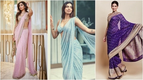 Khushi Kapoor's latest looks in gorgeous drapes. (Instagram) Khushi Kapoor's latest looks in gorgeous drapes. (Instagram)