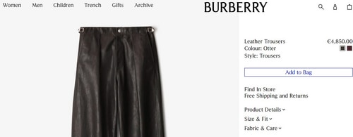Burberry leather pants (burberry.com)