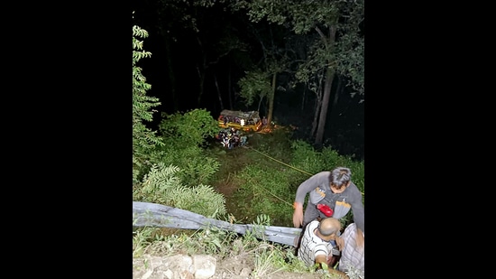 A bus carrying 32 passengers fell into a gorge in Nainital on Sunday. (ANI Picture Service)