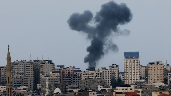 Israeli airstrike in Gaza on October 8, a day after Hamas attacked Israel. (AFP)