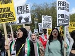 Supporters of the Palestinian people from the Palestinian Youth Movement and other groups demonstrate outside the White House about the conflict between Israel and Hamas, during a protest in Washington, US. (Reuters)