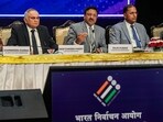 Chief Election Commissioner Rajiv Kumar with Election Commissioners Anup Chandra Pandey and Arun Goel Chief Election Commissioner Rajiv Kumar with Election Commissioners Anup Chandra Pandey and Arun Goel