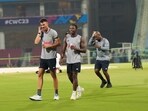 South African players during a practice session ahead of their ICC Men's Cricket World Cup 2023 match against South Africa at Bharat Ratna Shri Atal Bihari Vajpayee Ekana Cricket Stadium in Lucknow South African players during a practice session ahead of their ICC Men's Cricket World Cup 2023 match against South Africa at Bharat Ratna Shri Atal Bihari Vajpayee Ekana Cricket Stadium in Lucknow