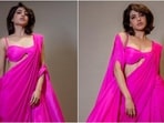 Samantha Ruth Prabhu rekindles the hot pink trend in a stunning saree, bralette and cape jacket. Samantha Ruth Prabhu rekindles the hot pink trend in a stunning saree, bralette and cape jacket.