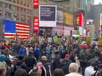 Palestine and Israel supporters clash in Times Square, New York