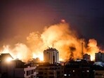 A fireball erupts during Israeli bombardment of Gaza City on October 9 A fireball erupts during Israeli bombardment of Gaza City on October 9