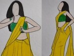 The image shows the frames created by the Indian artist to for the dance sequence. 