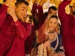 Mahira Khan wore a peacock blue anarkali for her mehendi ceremony