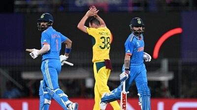 India's Virat Kohli (R) and KL Rahul (L) run between the wickets during the 2023 ICC Men's Cricket World Cup one-day international (ODI) match between India and Australia (AFP) India's Virat Kohli (R) and KL Rahul (L) run between the wickets during the 2023 ICC Men's Cricket World Cup one-day international (ODI) match between India and Australia (AFP)