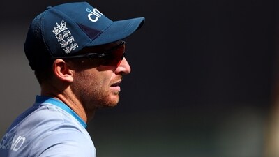 England's Jos Buttler during practice. (REUTERS)