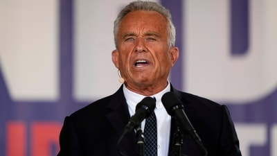 Presidential candidate Robert F. Kennedy, Jr. speaks during a campaign event at Independence Mall. (AP) Presidential candidate Robert F. Kennedy, Jr. speaks during a campaign event at Independence Mall. (AP)