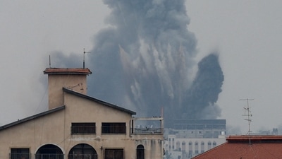 Smoke rises following Israeli strikes in Gaza, October 9, 2023 (REUTERS/Mohammed Salem) (REUTERS)