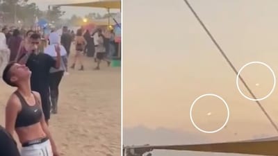 A video that has surfaced on social media shows missiles flying towards a music festival in Israel (nytimes screenshots/Instagram) A video that has surfaced on social media shows missiles flying towards a music festival in Israel (nytimes screenshots/Instagram)