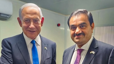 Adani Group Chairman Gautam Adani with Israel PM Benjamin Netanyahu during a handing over ceremony of Haifa Port to Adani, Israel. (PTI) Adani Group Chairman Gautam Adani with Israel PM Benjamin Netanyahu during a handing over ceremony of Haifa Port to Adani, Israel. (PTI)