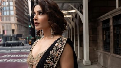 Samantha Prabhu took over the streets of New York City acing the saree look. (Instagram/@samantharuthprabhuoffl)