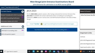 WBJEEB announces JECA round 2 seat allotment results WBJEEB announces JECA round 2 seat allotment results