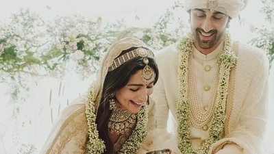 Alia Bhatt and Ranbir Kapoor were twinning in ivory on their wedding day. Alia Bhatt and Ranbir Kapoor were twinning in ivory on their wedding day.