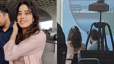 Janhvi Kapoor and Shikhar Pahariya at Mumbai airport. (Viral Bhayani) (viral Bhayani) Janhvi Kapoor and Shikhar Pahariya at Mumbai airport. (Viral Bhayani) (viral Bhayani)