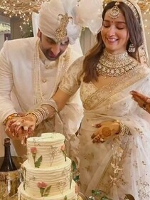 Alia Bhatt and Ranbir Kapoor on their wedding day. Alia Bhatt and Ranbir Kapoor on their wedding day.