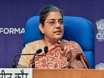 Competition Commission of India (CCI) Chairperson Ravneet Kaur addresses the media regarding the 8th BRICS International Competition Conference (BRICS ICC) 2023 themed ‘New Issues in Competition Law and Policy – Dimensions, Perspectives, Challenges’ hosted by CCI to be held from 11th-13th October, in New Delhi on Tuesday. 