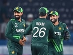 Pakistan's captain Babar Azam (L) and his teammates celebrate after winning the 2023 ICC Men's Cricket World Cup one-day international (ODI) match Pakistan's captain Babar Azam (L) and his teammates celebrate after winning the 2023 ICC Men's Cricket World Cup one-day international (ODI) match