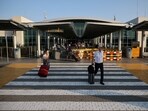 Israel-Palestine War: A departures board announcing flights to Tel Aviv, Israel, is seen in Larnaca International Airport, in Larnaca, Cyprus.