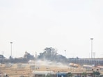 Israel-Palestine Conflict: Trucks carrying aid are seen near the Rafah border in Gaza after entering from Egypt.