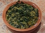 Methi Chicken, a dish made with green leafy vegetables infused with chicken at Mulk, Mumbai. 