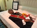 James Murphy, a man who was accidentally mummified and known publicly by the name "Stoneman Willie", lies on display at a local funeral home that has been his resting place for 128 years, before being buried in Reading, Pennsylvania, U.S., October 7, 2023. REUTERS/Julio-Cesar Chavez