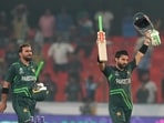 Mohammad Rizwan is ecstatic after taking Pakistan over the line. Mohammad Rizwan is ecstatic after taking Pakistan over the line.