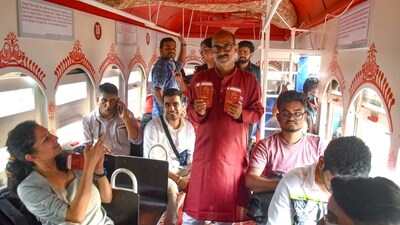 The tram on the Tollygunge route covers all the famous areas known to have historic and large Puja pandals. (ANI) The tram on the Tollygunge route covers all the famous areas known to have historic and large Puja pandals. (ANI)