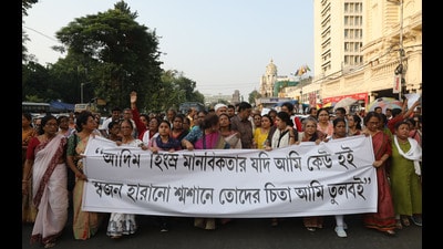 Activists, political leaders and villagers staged a protest rally against the judgment in Kamduni rape and murder of a college student of South 24 Parganas district in 2013 (HT Photo) Activists, political leaders and villagers staged a protest rally against the judgment in Kamduni rape and murder of a college student of South 24 Parganas district in 2013 (HT Photo)
