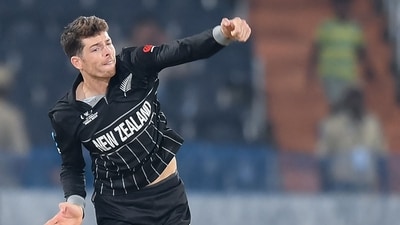 New Zealand's Mitchell Santner bowls during the 2023 ICC Men's Cricket World Cup one-day international (ODI) match between New Zealand and Netherlands (AFP) New Zealand's Mitchell Santner bowls during the 2023 ICC Men's Cricket World Cup one-day international (ODI) match between New Zealand and Netherlands (AFP)