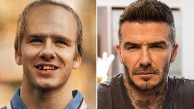 Snapshot of FourFourTwo magazine's prediction, alongside how Beckham looks like today. (X/@FourFourTwo) Snapshot of FourFourTwo magazine's prediction, alongside how Beckham looks like today. (X/@FourFourTwo)