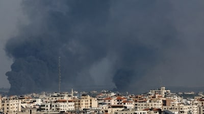 Smoke billows following Israeli strikes in Gaza City (REUTERS)