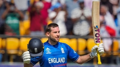 England's batter Dawid Malan celebrates his century during the ICC Men's Cricket World Cup match against Bangladesh at HPCA Stadium (PTI) England's batter Dawid Malan celebrates his century during the ICC Men's Cricket World Cup match against Bangladesh at HPCA Stadium (PTI)