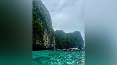 Sharvari Wagh shared pictures of her outing in the Phi Phi Islands with the caption, "Monday blues." Sharvari also shared photos and videos of the scenic views of the island featuring the clear sea water and verdant cliffs. (Instagram) Sharvari Wagh shared pictures of her outing in the Phi Phi Islands with the caption, "Monday blues." Sharvari also shared photos and videos of the scenic views of the island featuring the clear sea water and verdant cliffs. (Instagram)